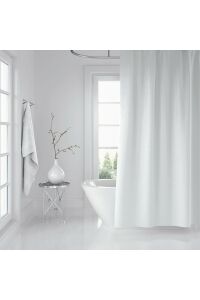 Banyo Duş Perdesi 0010 Beyaz 120x200 Perde Borusu Askı Aparatı 90x130 Hediyeli