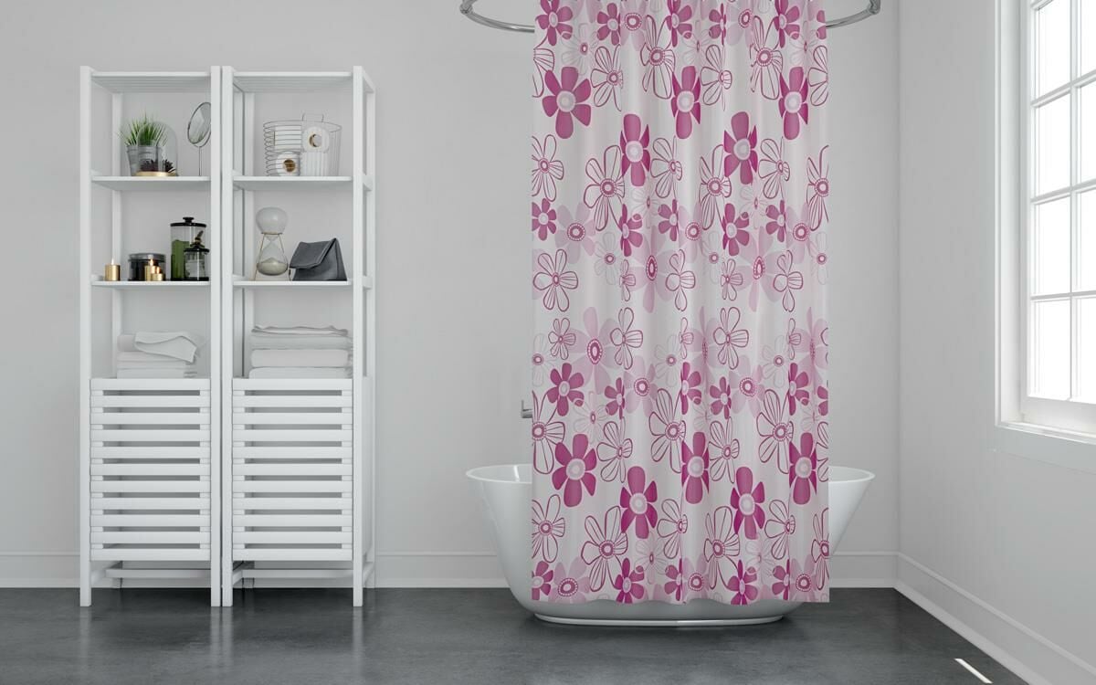 Banyo Perdesi 1x180x200 Tek Kanat Duş Perdesi Halka Hediyeli Duşakabin Perdesi 2224