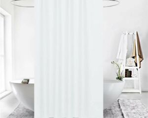 Banyo Perdesi 1x180x200 Tek Kanat Duş Perdesi Halka Hediyeli Duşakabin Perdesi 0010 Beyaz