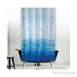Banyo Perdesi 1x180x200 Tek Kanat Duş Perdesi Halka Hediyeli Duşakabin Perdesi 5020 Mavi