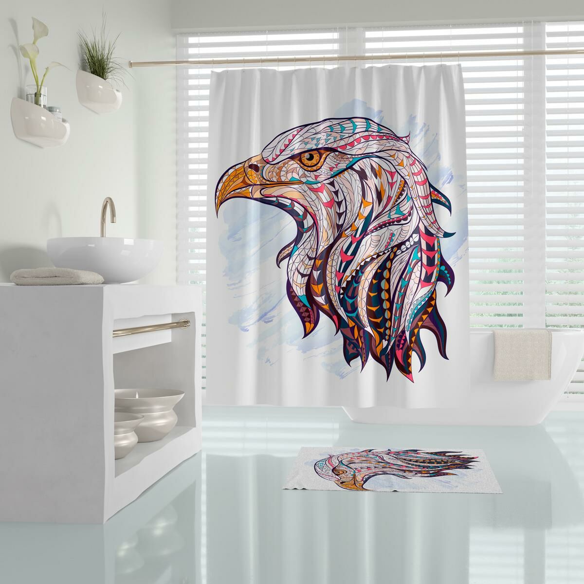 Banyo Perdesi 1x180x200 Tek Kanat Duş Perdesi Halka Hediyeli Duşakabin Perdesi Eagle