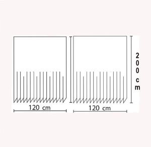 Banyo Perdesi 2x120x200 Çift Kanat Duş Perdesi Halka Hediyeli Duşakabin Perdesi 2108