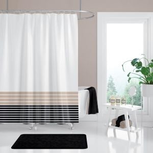 Banyo Perdesi 2x120x200 Çift Kanat Duş Perdesi Halka Hediyeli Duşakabin Perdesi 2108