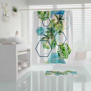 Banyo Perdesi 1x180x200 Tek Kanat Duş Perdesi Halka Hediyeli Duşakabin Perdesi Island
