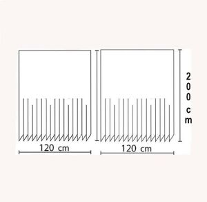 Banyo Perdesi 2x120x200 Çift Kanat Duş Perdesi Halka Hediyeli Duşakabin Perdesi 5033 Mavi