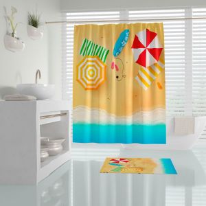 Banyo Perdesi 1x180x200 Tek Kanat Duş Perdesi Halka Hediyeli Duşakabin Perdesi Summer