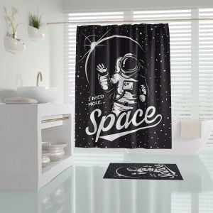 Banyo Perdesi 1x180x200 Tek Kanat Duş Perdesi Halka Hediyeli Duşakabin Perdesi Space