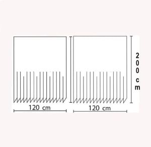 Banyo Perdesi 2x120x200 Çift Kanat Duş Perdesi Halka Hediyeli Duşakabin Perdesi 8759