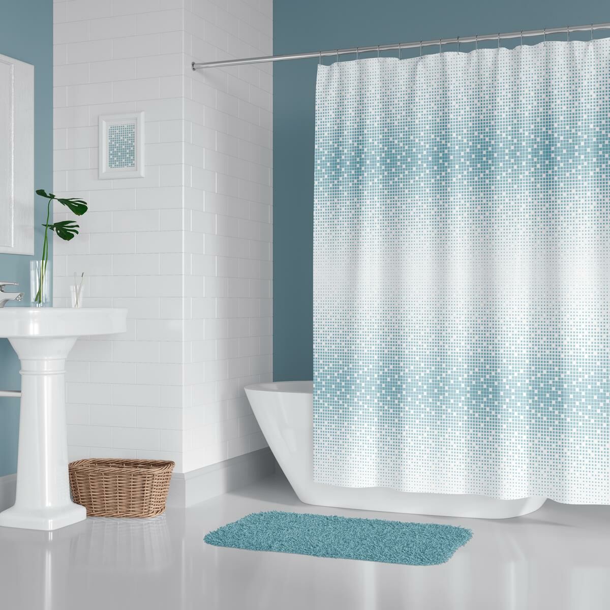 Banyo Perdesi 1x120x200 Tek Kanat Duş Perdesi Halka Hediyeli Duşakabin Perdesi 1079