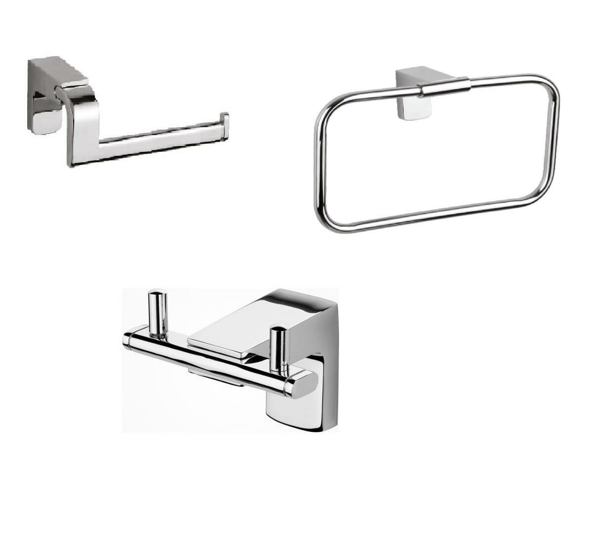 F1 Serisi Krom Paslanmaz Duvara Monte Kare Havluluk-Açık Kağıtlık-Bornoz Seti