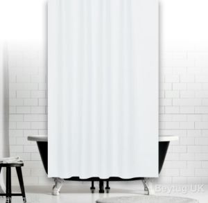 Banyo Perdesi 1x240x200 Tek Kanat Duş Perdesi Halka Hediyeli Duşakabin Perdesi 0010 Beyaz