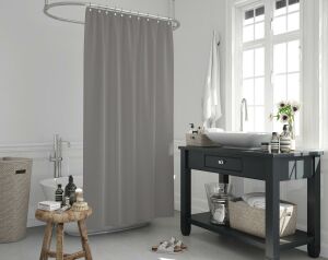Banyo Perdesi 1x240x200 Tek Kanat Duş Perdesi Halka Hediyeli Duşakabin Perdesi 0010 Gri
