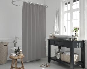Banyo Perdesi 1x240x200 Tek Kanat Duş Perdesi Halka Hediyeli Duşakabin Perdesi 0010 Gri