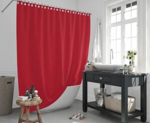 Banyo Perdesi 1x240x200 Tek Kanat Duş Perdesi Halka Hediyeli Duşakabin Perdesi 0010 Kırmızı