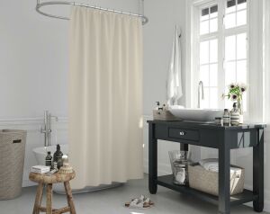 Banyo Perdesi 1x240x200 Tek Kanat Duş Perdesi Halka Hediyeli Duşakabin Perdesi 0010 Krem