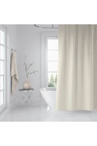 Banyo Perdesi Krem 1x180x200, Perde Borusu Askı Aparatı Köşe Boru Beyaz Hediyeli, Duş Perdesi Seti