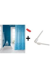 Banyo Perdesi 6303 1x180x200, Perde Borusu Askı Aparatı Köşe Boru Beyaz Hediyeli, Duş Perdesi Seti