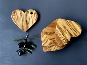 Zethome Zeytin Ağacı Ahşap Kalp Formlu Bardak Altlığı Seti