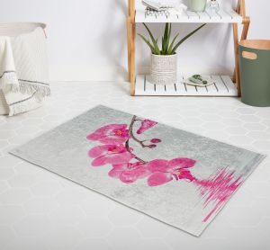 Banyo Halısı Dijital Baskılı Banyo Paspası 50x80 Polyester Kaymaz Tabanlı Duş Paspası Orchid