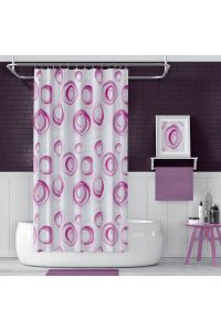 Banyo Perdesi 4954 P 2x110x200, Perde Borusu Askı Aparatı Köşe Boru Beyaz Hediyeli, Duş Perdesi Seti