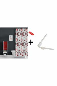 Banyo Perdesi Karma 2x110x200, Perde Borusu Askı Aparatı Köşe Boru Beyaz Hediyeli, Duş Perdesi Seti