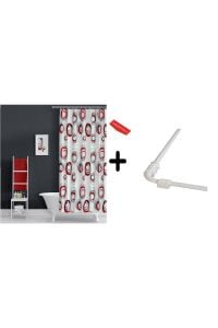 Banyo Perdesi Karma 2x110x200, Perde Borusu Askı Aparatı Köşe Boru Beyaz Hediyeli, Duş Perdesi Seti