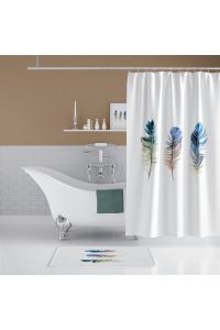 Banyo Paspas Ve Tek Kanat Duş Perdesi 1x180x200 Set Banyo Halısı Plume