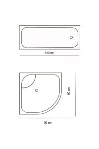 Banyo Paspas Ve Tek Kanat Duş Perdesi 1x180x200 Set Banyo Halısı Plume