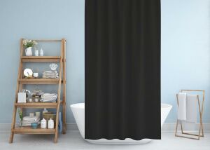 Banyo Perdesi 1x240x200 Tek Kanat Duş Perdesi Halka Hediyeli Duşakabin Perdesi 0010 Siyah