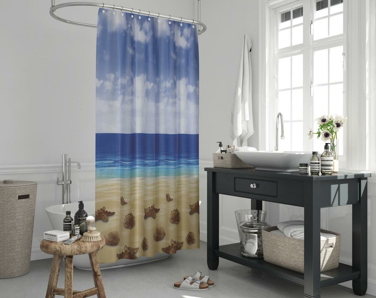 Banyo Perdesi 1x120x200 Tek Kanat Duş Perdesi Halka Hediyeli Duşakabin Perdesi 10019