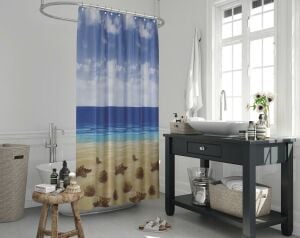 Banyo Perdesi 1x120x200 Tek Kanat Duş Perdesi Halka Hediyeli Duşakabin Perdesi 10019