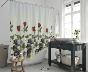 Banyo Perdesi 1x120x200 Tek Kanat Duş Perdesi Halka Hediyeli Duşakabin Perdesi 12005