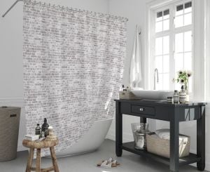 Banyo Perdesi 2x120x200 Çift Kanat Duş Perdesi Halka Hediyeli Duşakabin Perdesi 1406