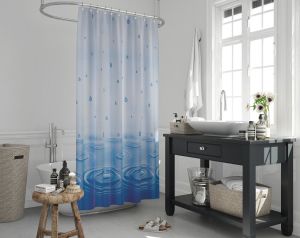 Banyo Perdesi 1x240x200 Tek Kanat Duş Perdesi Halka Hediyeli Duşakabin Perdesi 5020 Mavi