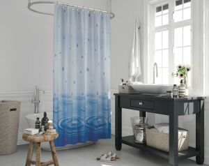 Banyo Perdesi 1x240x200 Tek Kanat Duş Perdesi Halka Hediyeli Duşakabin Perdesi 5020 Mavi
