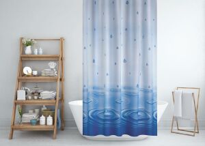 Banyo Perdesi 1x240x200 Tek Kanat Duş Perdesi Halka Hediyeli Duşakabin Perdesi 5020 Mavi
