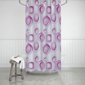 Banyo Perdesi 2x110x200 Çift Kanat Duş Perdesi Halka Hediyeli Duşakabin Perdesi 4954 Pembe