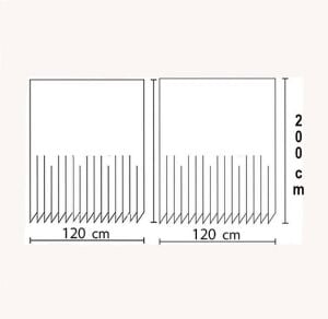 Banyo Perdesi 2x120x200 Çift Kanat Duş Perdesi Halka Hediyeli 9515