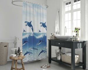 Banyo Perdesi 1x180x200 Tek Kanat Duş Perdesi Halka Hediyeli Duşakabin Perdesi 9515
