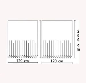 Banyo Perdesi 2x120x200 Çift Kanat Duş Perdesi Halka Hediyeli Duşakabin Perdesi 8441