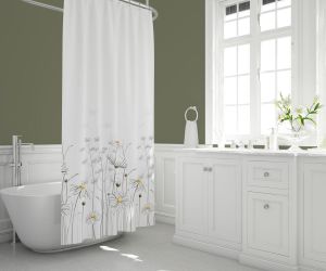Banyo Perdesi 1x240x200 Tek Kanat Duş Perdesi Halka Hediyeli Duşakabin Perdesi 8441