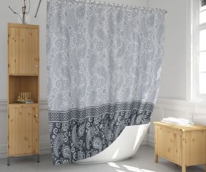 Banyo Perdesi 1x110x200 Tek Kanat Duş Perdesi Halka Hediyeli Duşakabin Perdesi 2102 Gri