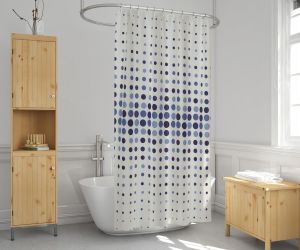 Banyo Perdesi 1x110x200 Tek Kanat Duş Perdesi Halka Hediyeli 4961 Mavi