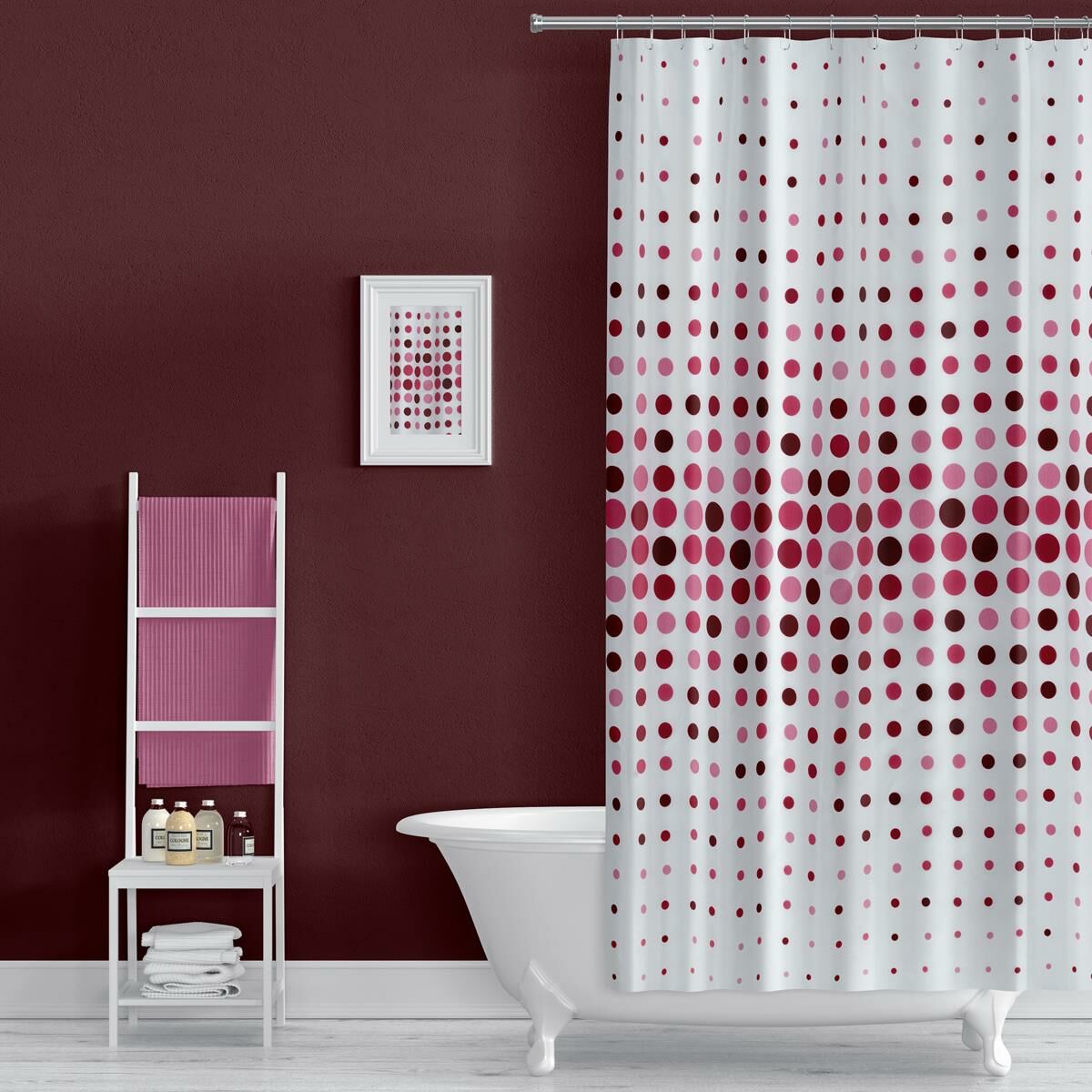 Banyo Perdesi 1x110x200 Tek Kanat Duş Perdesi Halka Hediyeli 4961 Pembe