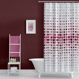 Banyo Perdesi 1x110x200 Tek Kanat Duş Perdesi Halka Hediyeli 4961 Pembe