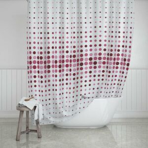 Banyo Perdesi 1x110x200 Tek Kanat Duş Perdesi Halka Hediyeli 4961 Pembe