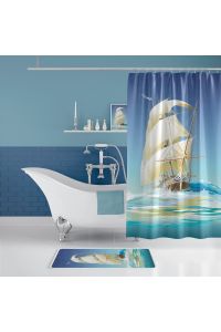 Banyo Paspas Ve Tek Kanat Duş Perdesi 1x180x200 Set Banyo Halısı Ship