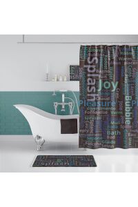 Banyo Paspas Ve Tek Kanat Duş Perdesi 1x180x200 Set Banyo Halısı World Cloud