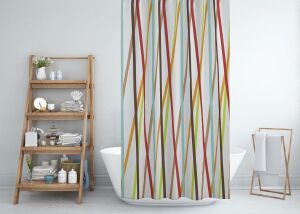 Banyo Perdesi 1x240x200 Tek Kanat Duş Perdesi Halka Hediyeli Duşakabin Perdesi 6710