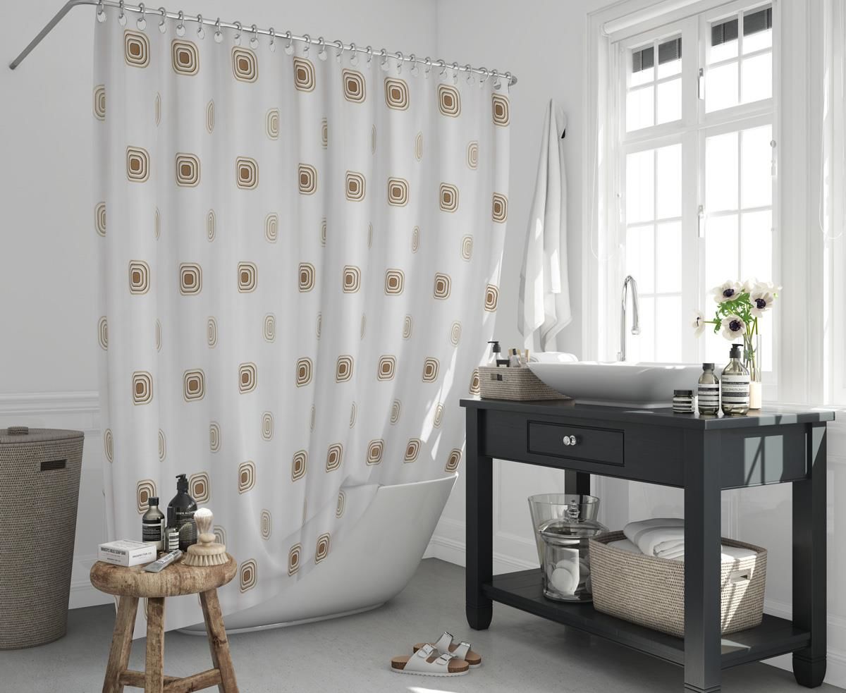 Banyo Perdesi 2x120x200 Çift Kanat Duş Perdesi Halka Hediyeli 6969